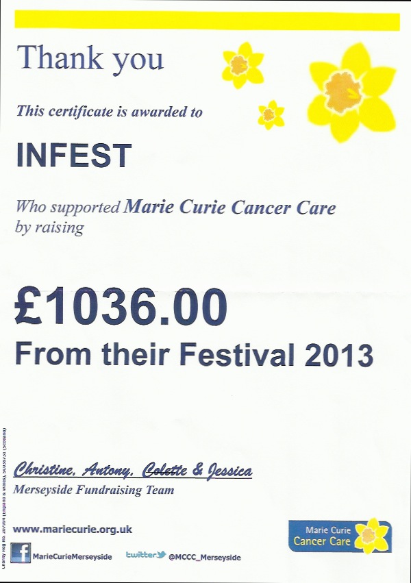 Marie Curie Cancer Care certificate 2013